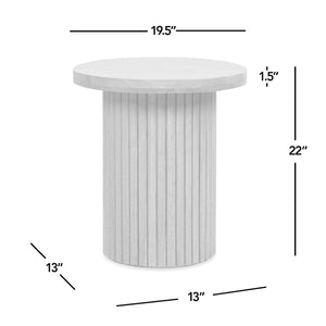 English Elm Jennifer Taylor Home - Kenzie Fluted Pillar 19.5" Round Accent Side Table in Light Natural Brown Rubberwood — Compact Durable Design B2719P280165