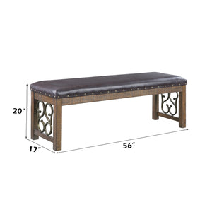 English Elm Raphaela Black Synthetic Leather Bench with Weathered Cherry Wood, 3" Foam, 300lb Capacity, KD B2726P331706