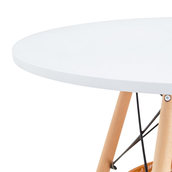English Elm 31.5-inch Round Dining Table Solid Legs Woven Basket Storage Compact Modern Minimalist White,Wood W1151P431133