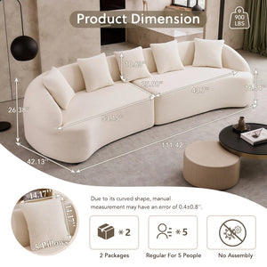 English Elm Compression Foam Curved Sectional Chenille Sleeper Sofa for Modern Living Rooms W2231S00052