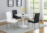 English Elm Set Of 4 Leatherette Upholstered Dining Chairs, White and Chrome