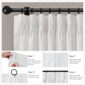 English Elm 2-piece Pinch Pleat Poly Linen Curtain Panels Tailored Formal Drape for Any Room White B035P482980