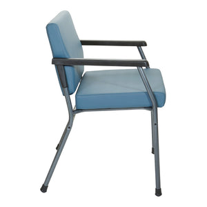 OSP Home Furnishings Big and Tall Bariatric Patient Chair with Pu Padded Arms for Medical Waiting Rooms Blue BC9602HT-R105