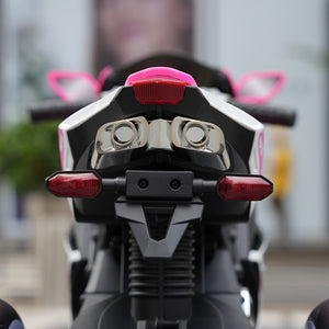 English Elm 6v Kids Ride on Motorcycle with Led Wheels Mp3 Player and Sport Bike Style for Toddlers Pink W1760110305