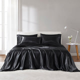 Madison Park Essentials Satin Casual Luxury Sheet Set MPE20-1110 Black