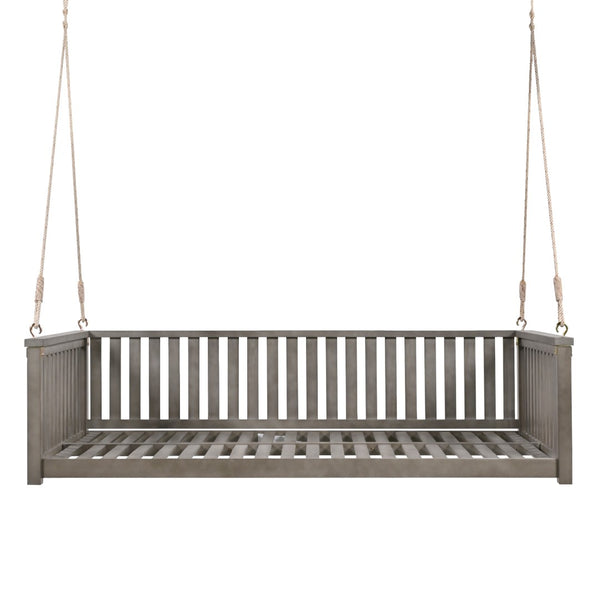 English Elm Topmax Acacia Wood Porch Swing Bed Sloped Frame Outdoor Lounger for Backyard Patio Gray WF319383AAE