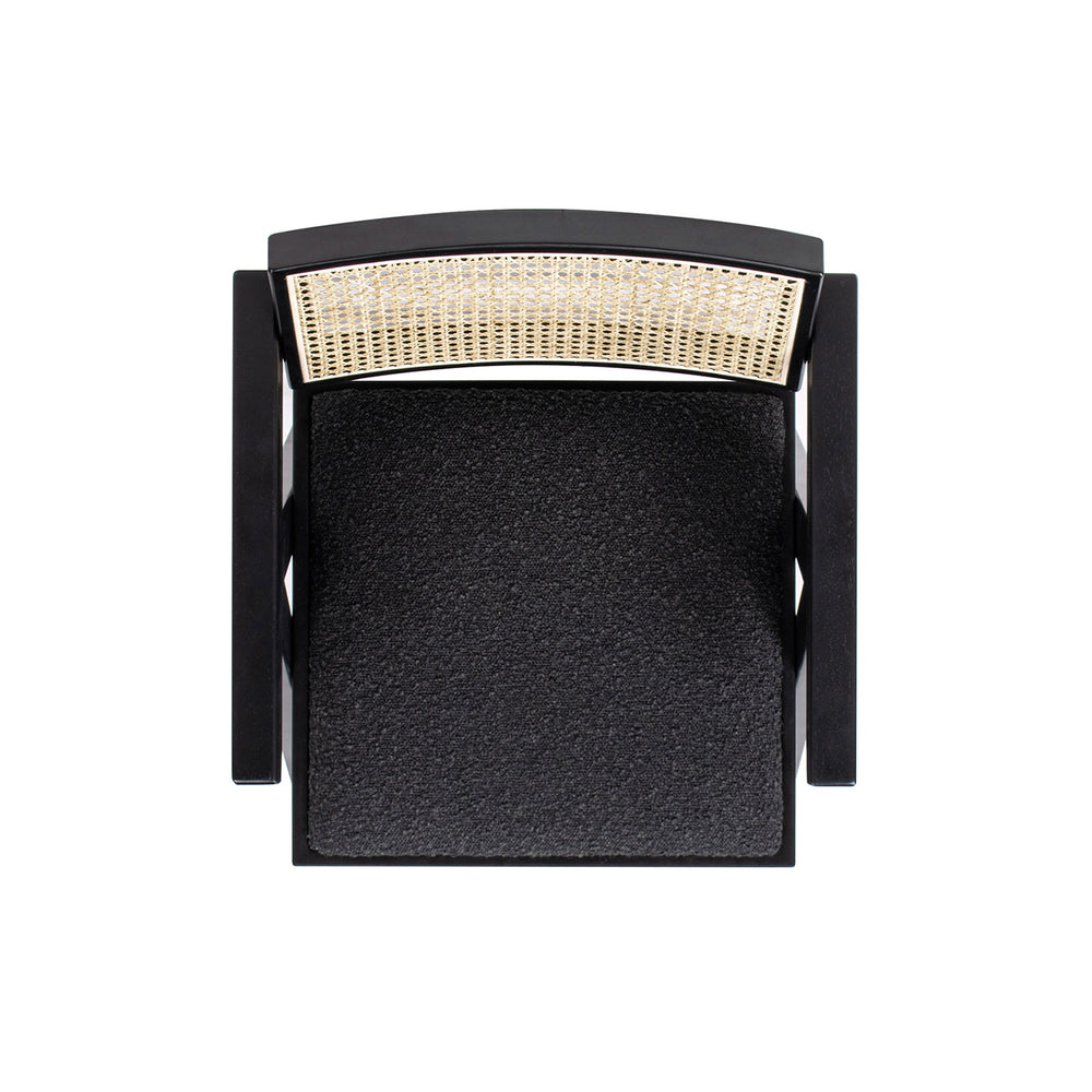 English Elm Jennifer Taylor Home - Milan 25.5” Modern Resin Webbing Back Bar Stool Set of 3 with Arms, Black Bouclé, Ergonomic Comfort B2719P238391