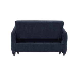 English Elm 52.8" Loveseat Sofa Pull-Out Bed with Adjustable Backrest, Tufted Chenille, 3 USB Ports & Pillows Blue N719S001710C