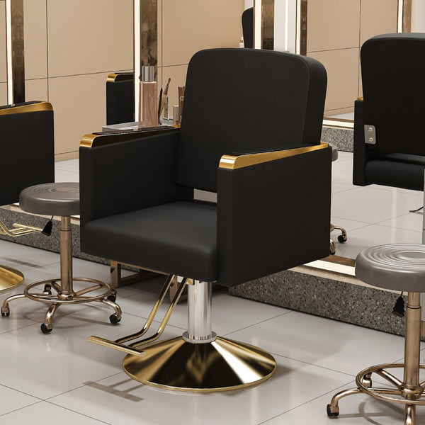 English Elm Hydraulic Salon Chair with Foot Pump Swivel Base for Barber Tattoo Spa Use W2700P410956