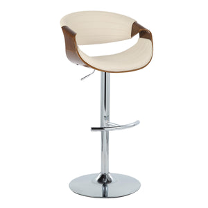 English Elm Symphony Adjustable Mid-Century Barstool Set of 2 — Swivel, Tufted Cream Faux Leather, Chrome Base B202S01023