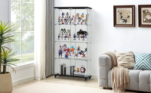 English Elm 4 Tier Glass Display Cabinet - Secure Double Door Showcase With 6 Acrylic Shelves For Modern Spaces W1668P241906