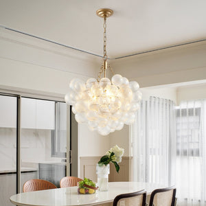 English Elm 20-inch Brushed Gold Iron Chandelier Three Clear Globe Shades Ambient Dining Glow W2312P479741