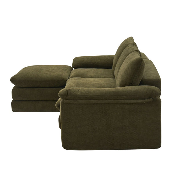 English Elm Modular Cloud Sectional with Ottoman Chenille Deep Seat Lounge Sofa for Living Room W3728S00015