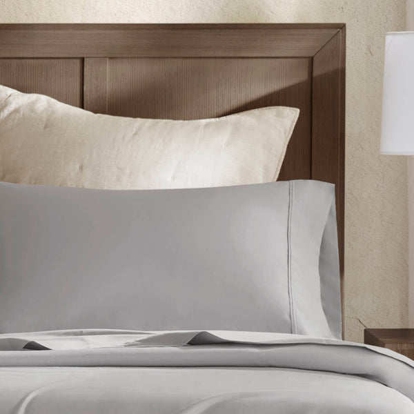 English Elm 4 Pieces King Sateen Sheet Set - Luxurious Egyptian Cotton, Deep Pocket, Breathable & Soft Gray B035P381325