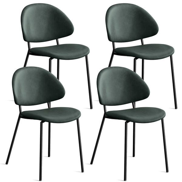 English Elm Set of 4 Upholstered PU Leather Dining Chairs with Curved Backrest and Slim Metal Legs for Stylish Homes Green W3010P291315