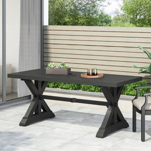English Elm Christopher Knight Home® - Outdoor Aluminum Dining Table Antique Matte Black, 74.25" x 34.75" Rustic X-Leg Centerpiece for Patio Durability 68183.00BLK