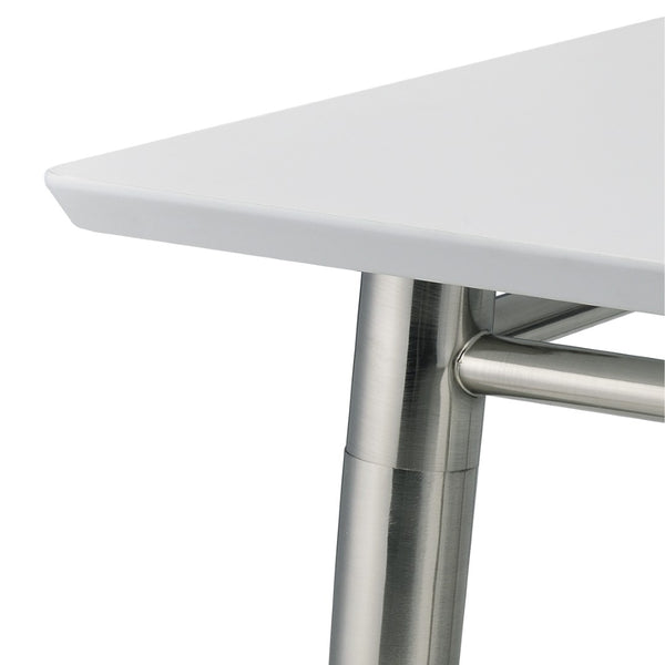 OSP Home Furnishings Brooklyn Square End Table with Brushed Nickel Frame for Modern Living Rooms and Offices White MG0922S-WH
