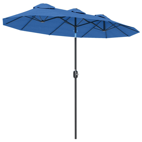 English Elm Outsunny 9.5 Ft Double Sided Patio Umbrella with Vented Steel Frame Crank Tilt W2225P485595