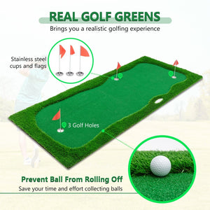 English Elm 12x5 Ft Putting Green Mat Pp Turf with Three Holes Flags for Indoor Outdoor Practice W1422P289867