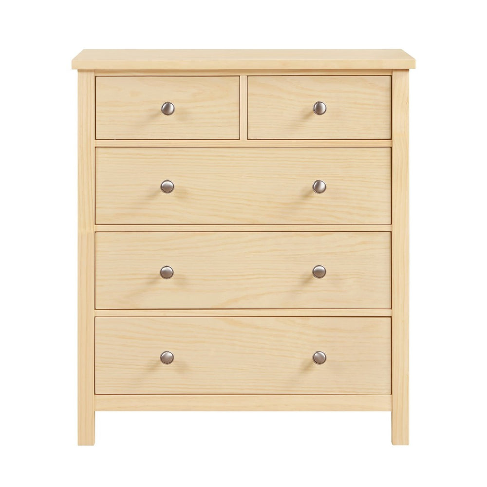 English Elm 5-drawers Pine Veneer Chest with Chrome Knobs Vertical Bedroom Storage Organizer B011P473069