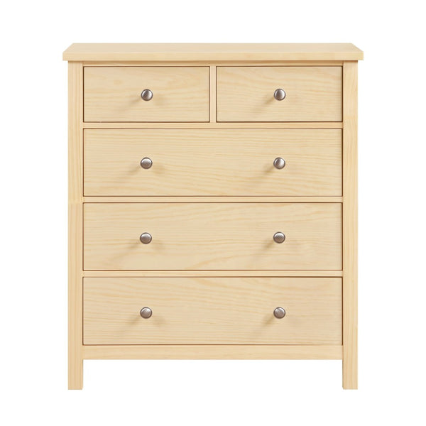 English Elm 5-drawers Pine Veneer Chest with Chrome Knobs Vertical Bedroom Storage Organizer B011P473069