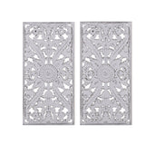 Madison Park Botanical Panel Transitional Distressed Carved Wood 2-piece Wall Decor Set MP95B-0230 White