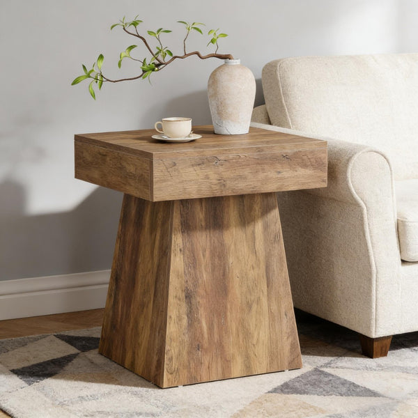 English Elm Chic Two-tier Round End Table with Metal Frame and Open Shelf for Living Room T3971P449912