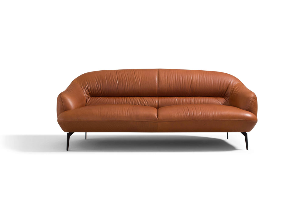 English Elm Leonia Cognac Leather Sofa — Italian-Made Tight Back, Full-Foam Seating, Metal Legs, 81" Wide Elegance B2726P285351