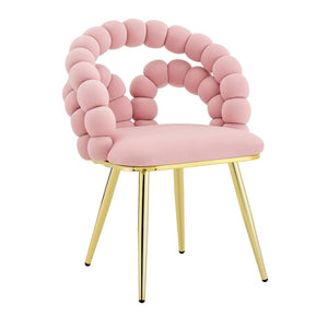 English Elm Modern Velvet Bubble Back Dining Accent Chair Set Glam Sculpted Upholstered Seating Gold,Pink W3875P446132