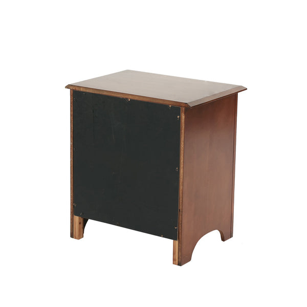 English Elm Selma Modern 2-Drawer Nightstand in Cherry Finish with Angled Wooden Legs and Ample Storage Space SR014277