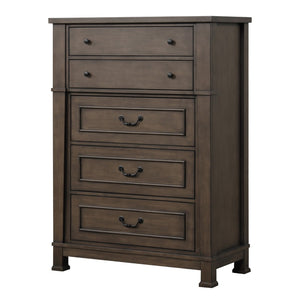 English Elm Transitional Five Drawer Chest Dark Walnut Finish Dovetail Joinery Bedroom Storage B2741P373194