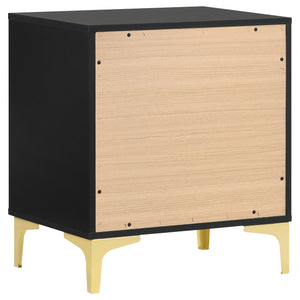 English Elm Lexie Black/Gold 4-Piece Tufted Queen Bedroom Set – Modern Glam With Plush Velvet & Ample Storage B062S01191