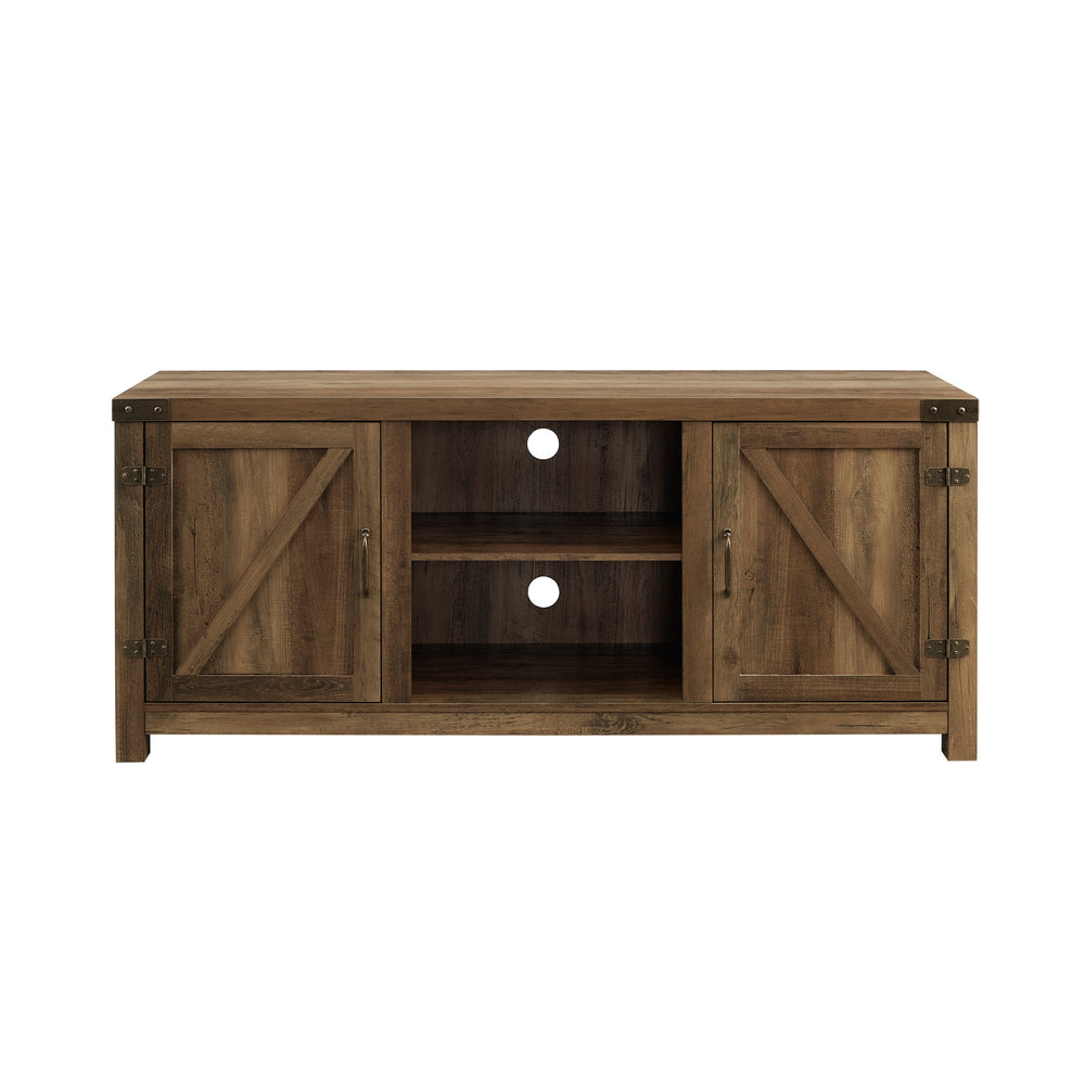 English Elm Walker Edison - Farmhouse Rustic Oak Barn Door TV Stand for TVs up to 65" — Modern Farmhouse MDF Storage Console B185P169338