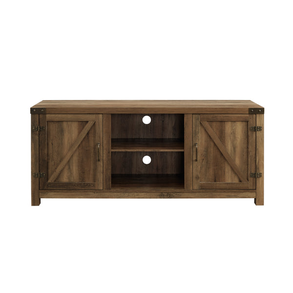 English Elm Walker Edison - Farmhouse Rustic Oak Barn Door TV Stand for TVs up to 65" — Modern Farmhouse MDF Storage Console B185P169338