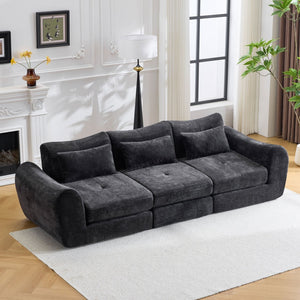 English Elm Modular Cloud Sectional Sofa Bed with Flannelette Upholstery for Flexible Living Black W1829S00074