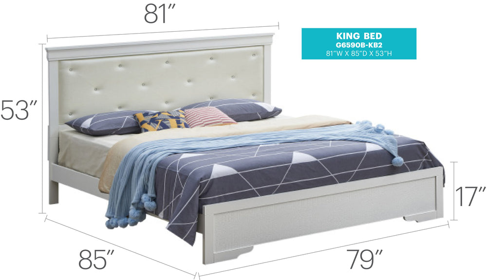 English Elm Elegant Silver Champagne King Bed – Transitional Design, Durable Frame, Perfect For Modern & Classic Décor B078S00451