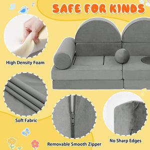 English Elm 14pcs Modular Foam Play Couch Set Convertible Toddler Fort Builder for Playrooms Dark Gray T5880P493428