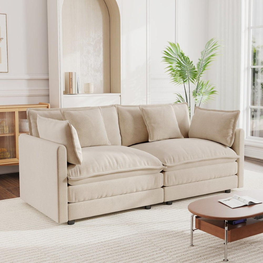English Elm Modern Chenille Two Seat Loveseat with Deep Cushions Pillows and Solid Wood Frame W714S00893