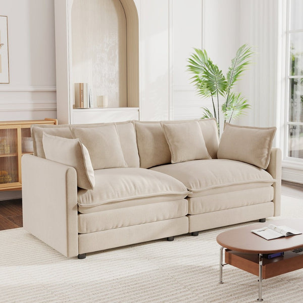 English Elm Modern Chenille Two Seat Loveseat with Deep Cushions Pillows and Solid Wood Frame W714S00893