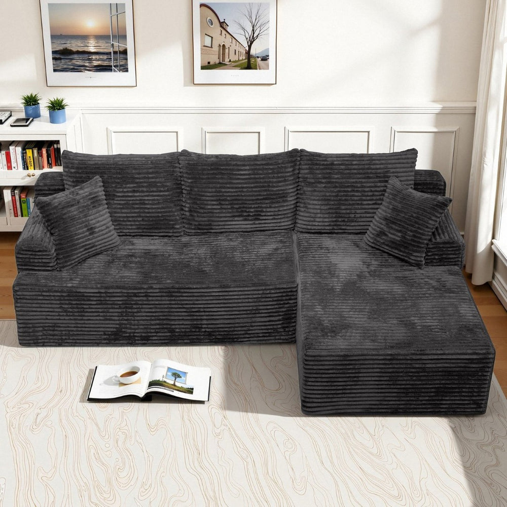 English Elm Modern Chenille Sectional Sofa with Chaise Modular L Shape for Living Rooms W3653P443553