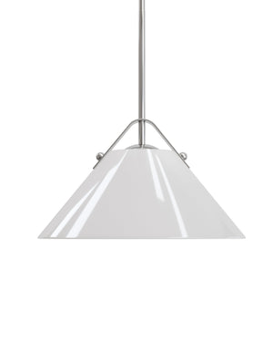 Currey & Company Bronwen Brass Pendant Light - Equestrian-inspired Elegance With Dimmable Flared Glass Shade Silver Glass ,Metal 9000-1280-currey-company