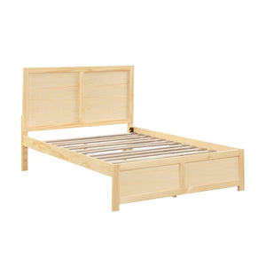 English Elm Contemporary Full Platform Bed Tall Headboard Natural Pine Wood Scandinavian Bedroom Frame B011S02456