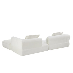 English Elm 122" L-shaped Sectional with Deep Chaise High Density Foam Low Profile Living Room Sofa Beige N767P371309W