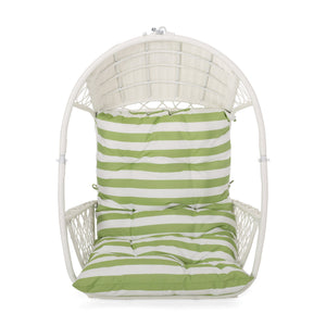 English Elm Christopher Knight Home® - Malia Hanging Chair - Cozy Indoor/Outdoor Wicker Basket Seat With Plush Cushions & Modern Design 67677.00WGRN