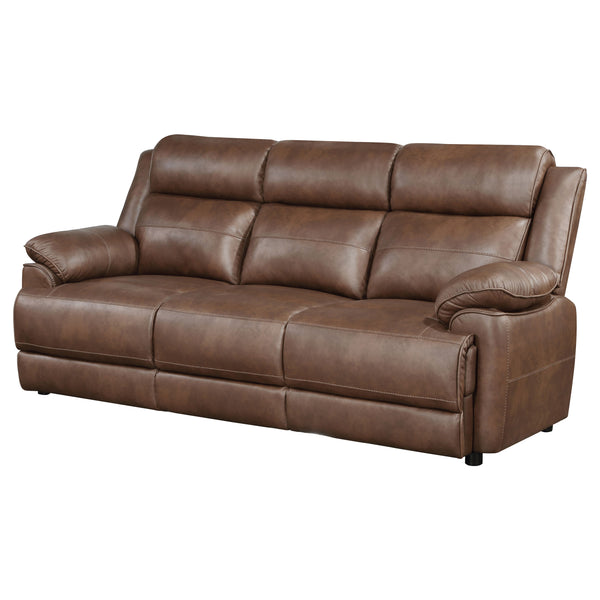 English Elm Worthington Dark Brown Padded Arm Sofa with Pillowtop Arms, Faux Leather Upholstery, Plush Comfort B062P354079