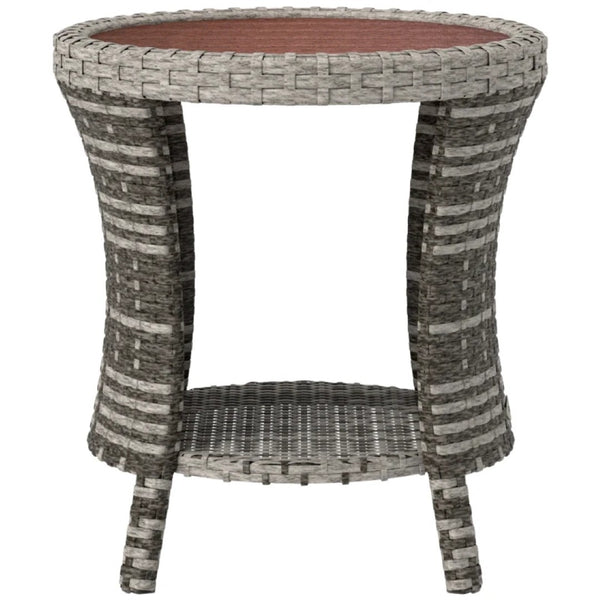 English Elm Side Patio Coffee Table Pe Wicker Two Tier Hourglass Design for Outdoor Decks T3971P443996
