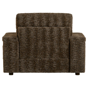 English Elm 42" Oversized Chaise Lounge with Plush Faux Rabbit Fur, Hidden Arm Storage, Cup Holder, Convertible Sleeper Brown N723P232726D