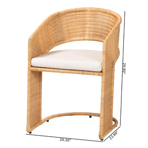 English Elm Modern Bohemian Mahogany Dining Chair with Woven Seagrass Back and Tapered Legs B2750P467831