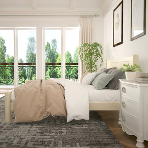 English Elm King Rubberwood Platform Bed with Headboard, 10 Slats, 600lb Support, Beige Finish, No Box Spring Needed W1716S00025