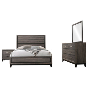 English Elm Carina 4-Piece Queen Panel Bedroom Set In Grey Oak & Black - Modern Chic Design With Storage Solutions B062S00903